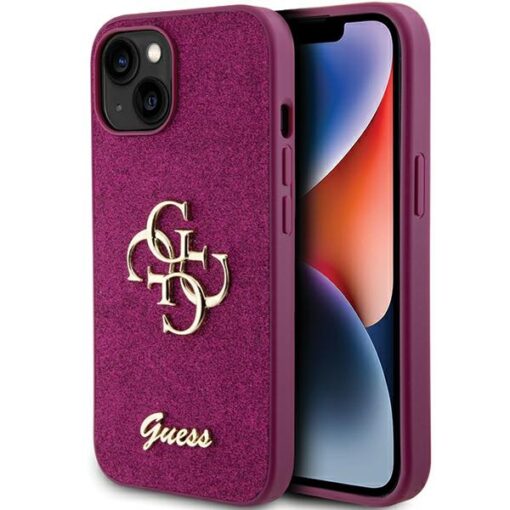 Guess case for iPhone 15 6,1" GUHCP15SHG4SGU purple HC Fixed Glitter Big 4G