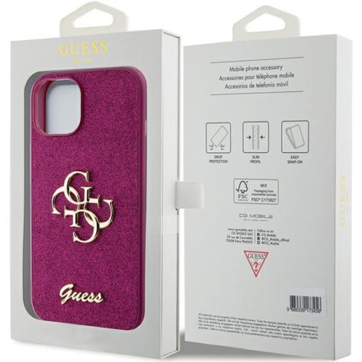 Guess case for iPhone 15 6,1" GUHCP15SHG4SGU purple HC Fixed Glitter Big 4G - Image 8