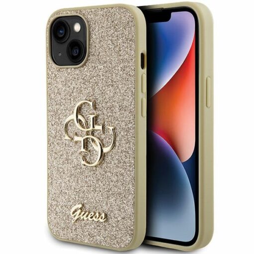 Guess case for iPhone 15 Plus 6,7" GUHCP15MHG4SGD gold HC Fixed Glitter Big 4G