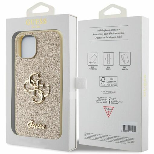 Guess case for iPhone 15 Plus 6,7" GUHCP15MHG4SGD gold HC Fixed Glitter Big 4G - Image 8