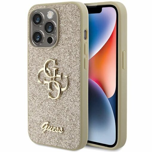 Guess case for iPhone 15 Pro 6,1" GUHCP15LHG4SGD gold HC Fixed Glitter Big 4G
