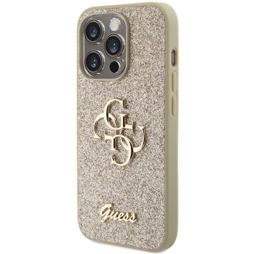 Guess case for iPhone 15 Pro 6,1" GUHCP15LHG4SGD gold HC Fixed Glitter Big 4G - Image 2
