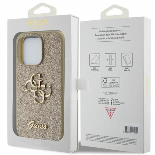 Guess case for iPhone 15 Pro 6,1" GUHCP15LHG4SGD gold HC Fixed Glitter Big 4G - Image 8