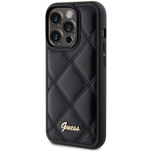 Guess case for iPhone 15 Pro 6,1" GUHCP15LPSQSQSK black HC PU Quilted Metal Logo - Image 2