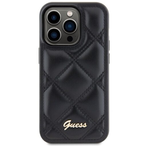 Guess case for iPhone 15 Pro 6,1" GUHCP15LPSQSQSK black HC PU Quilted Metal Logo - Image 3