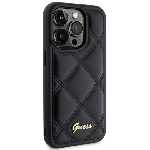 Guess case for iPhone 15 Pro 6,1" GUHCP15LPSQSQSK black HC PU Quilted Metal Logo - Image 4