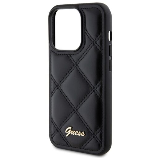 Guess case for iPhone 15 Pro 6,1" GUHCP15LPSQSQSK black HC PU Quilted Metal Logo - Image 6