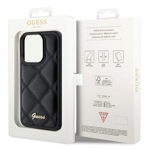 Guess case for iPhone 15 Pro 6,1" GUHCP15LPSQSQSK black HC PU Quilted Metal Logo - Image 8