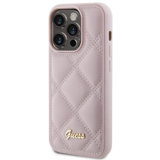 Guess case for iPhone 15 Pro 6,1" GUHCP15LPSQSQSP pink HC PU Quilted Metal Logo - Image 2