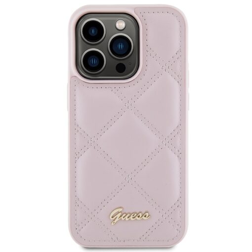 Guess case for iPhone 15 Pro 6,1" GUHCP15LPSQSQSP pink HC PU Quilted Metal Logo - Image 3