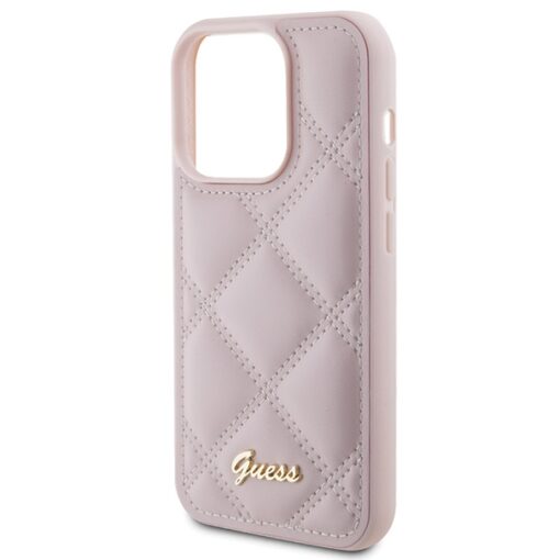 Guess case for iPhone 15 Pro 6,1" GUHCP15LPSQSQSP pink HC PU Quilted Metal Logo - Image 6