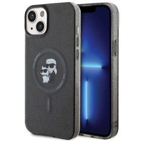 Karl Lagerfeld case for iPhone 15 Plus 6,7" KLHMP15MHGKCNOK black HC Magsafe IML KC Glitter