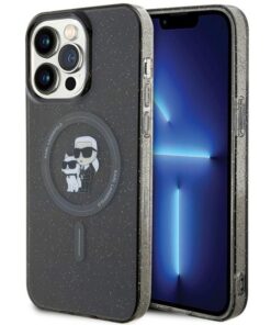Karl Lagerfeld case for iPhone 15 Pro Max 6,7" KLHMP15XHGKCNOK black HC Magsafe IML KC Glitter