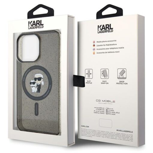 Karl Lagerfeld case for iPhone 15 Pro Max 6,7" KLHMP15XHGKCNOK black HC Magsafe IML KC Glitter - Image 8