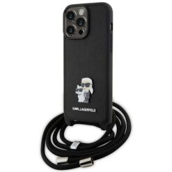 Karl Lagerfeld case for iPhone 15 Pro Max 6,7" KLHCP15XSAKCPSK black HC Saffiano KC Metal Pin Crossbody
