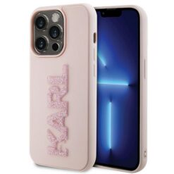 Karl Lagerfeld case for iPhone 15 Pro 6,1" KLHCP15L3DMBKCP pink HC 3D Logo Glitter