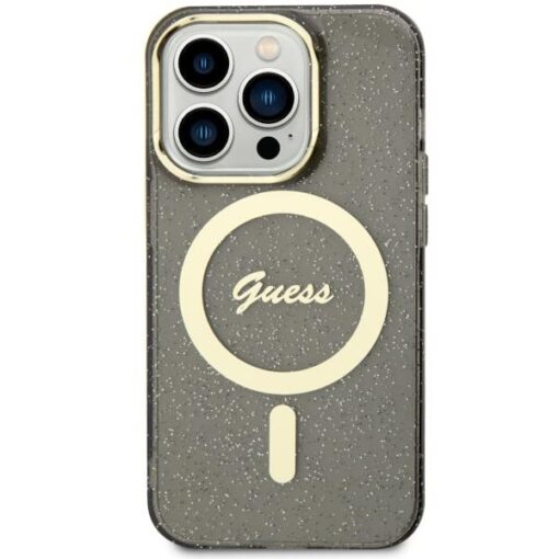 Guess case for iPhone 11 GUHMN61HCMCGK black hardcase Glitter Gold MagSafe