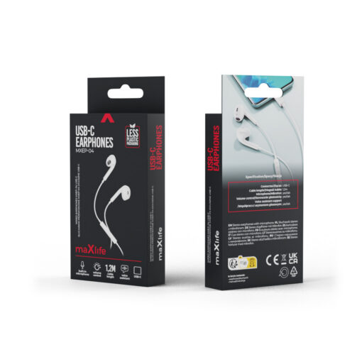Maxlife wired earphones MXEP-04 USB-C white - Image 10
