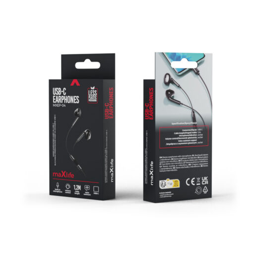 Maxlife wired earphones MXEP-04 USB-C black - Image 10