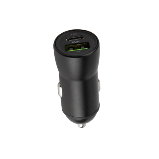 Maxlife MXCC-04 PD QC car charger 1x USB-C 1x USB 20W black + USB-C - Lightning cable 27W - Image 3