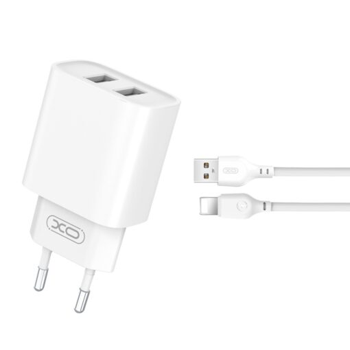 XO wall charger CE02C 2x USB 2,1A white + Lightning cable