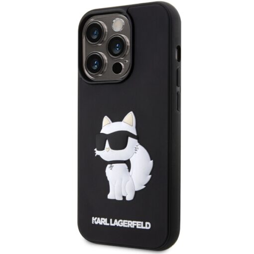 Karl Lagerfeld case for iPhone 14 Pro 6,1" KLHCP14L3DRKHNK black hardcase Rubber Choupette 3D - Image 2