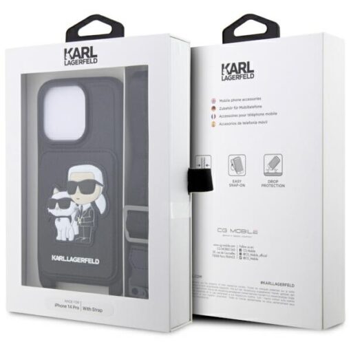 Karl Lagerfeld case for iPhone 14 Pro 6,1" KLHCP14LCSAKCPMK black hardcase Crossbody Saffiano Karl & Choupette - Image 7