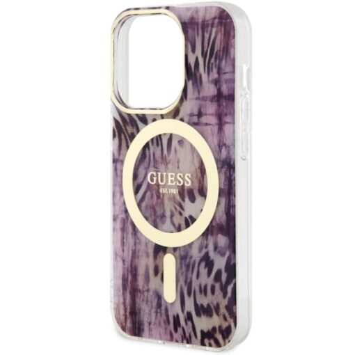 Guess case for iPhone 14 Pro Max 6,7" GUHMP14XHLEOPWP pink hard case Leopard MagSafe - Image 6