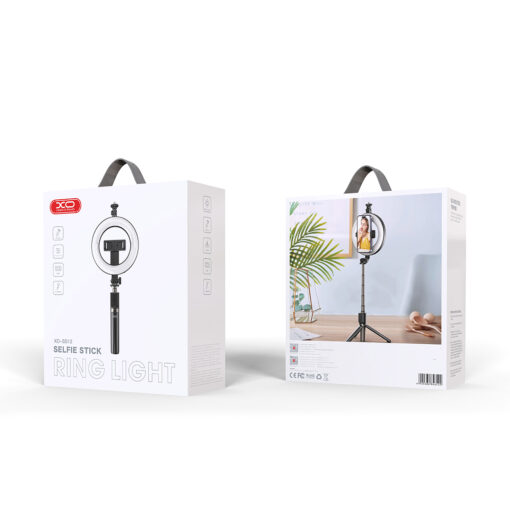 XO selfie stick Bluetooth tripod SS12 black 95cm with LED lamp - Image 3