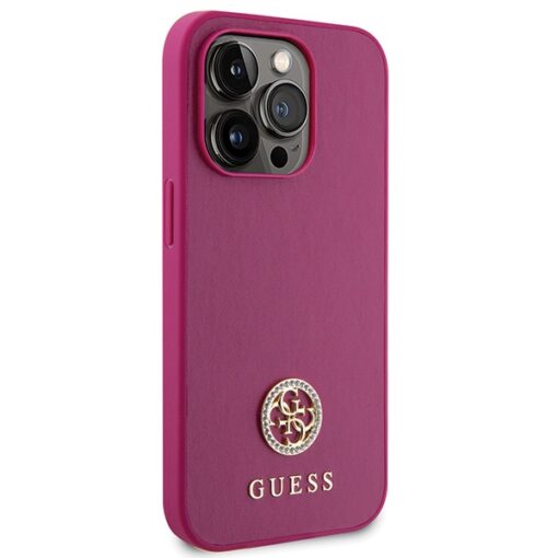 Guess case for iPhone 15 Pro 6,1" GUHCP15LPS4DGPP pink HC PU 4G Metal Logo Strass - Image 4