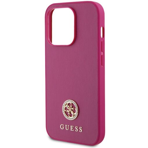 Guess case for iPhone 15 Pro 6,1" GUHCP15LPS4DGPP pink HC PU 4G Metal Logo Strass - Image 6