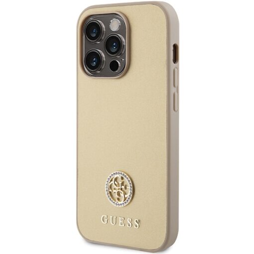 Guess case for iPhone 15 Pro 6,1" GUHCP15LPS4DGPD gold HC PU 4G Metal Logo Strass - Image 2