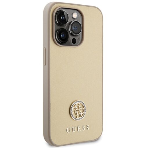 Guess case for iPhone 15 Pro 6,1" GUHCP15LPS4DGPD gold HC PU 4G Metal Logo Strass - Image 4