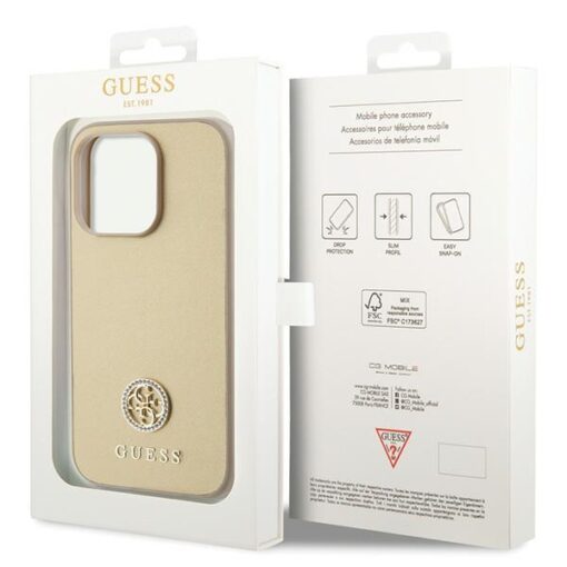 Guess case for iPhone 15 Pro 6,1" GUHCP15LPS4DGPD gold HC PU 4G Metal Logo Strass - Image 8