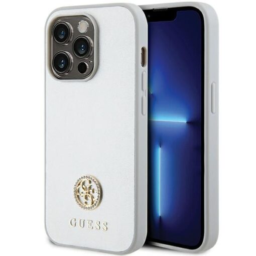 Guess case for iPhone 15 Pro Max 6,7" GUHCP15XPS4DGPS silver HC PU 4G Metal Logo Strass