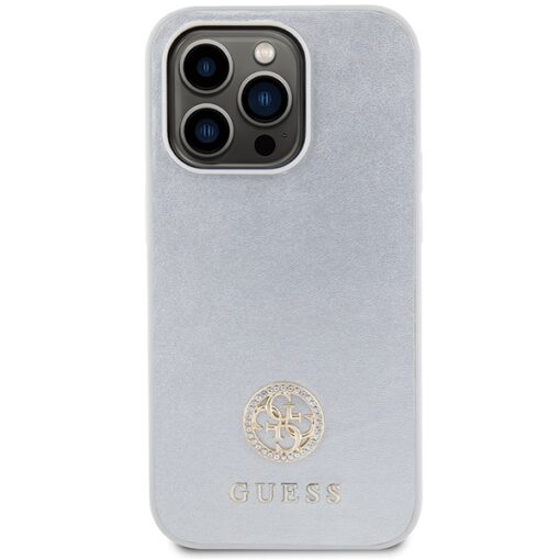 Guess case for iPhone 15 Pro Max 6,7" GUHCP15XPS4DGPS silver HC PU 4G Metal Logo Strass - Image 3