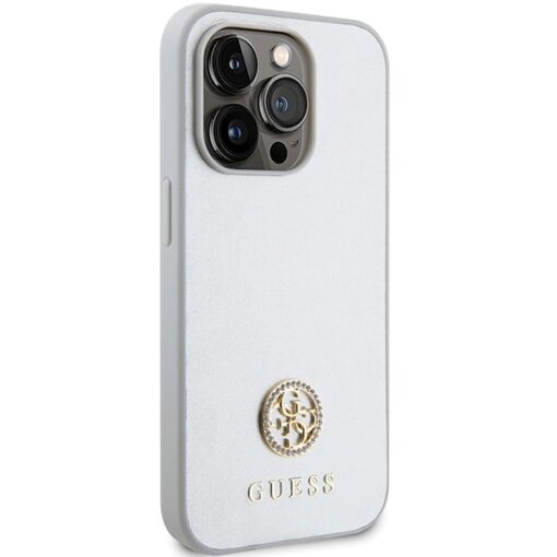 Guess case for iPhone 15 Pro Max 6,7" GUHCP15XPS4DGPS silver HC PU 4G Metal Logo Strass - Image 4