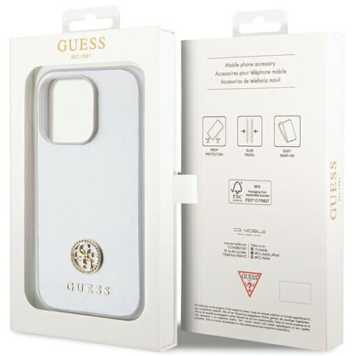 Guess case for iPhone 15 Pro Max 6,7" GUHCP15XPS4DGPS silver HC PU 4G Metal Logo Strass - Image 8