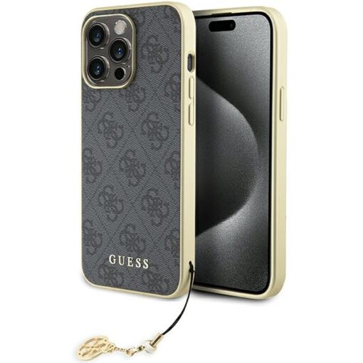 Guess case for iPhone 15 Pro Max 6,7" GUHCP15XGF4GGR gray HC PU 4G Charm