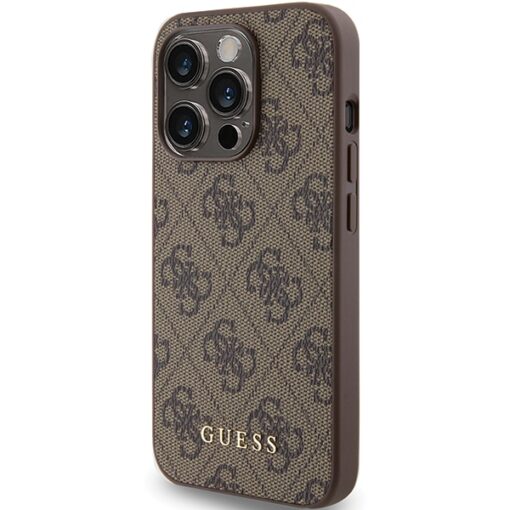 Guess case for iPhone 15 Pro 6,1" GUHCP15LG4GFBR brown HC PU 4G Metal Logo - Image 2