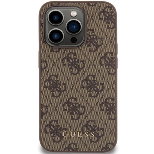 Guess case for iPhone 15 Pro 6,1" GUHCP15LG4GFBR brown HC PU 4G Metal Logo - Image 3