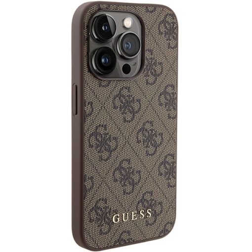 Guess case for iPhone 15 Pro 6,1" GUHCP15LG4GFBR brown HC PU 4G Metal Logo - Image 4