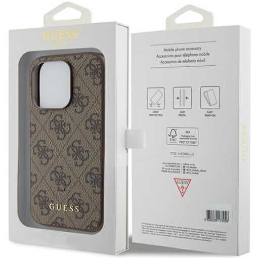 Guess case for iPhone 15 Pro 6,1" GUHCP15LG4GFBR brown HC PU 4G Metal Logo - Image 8