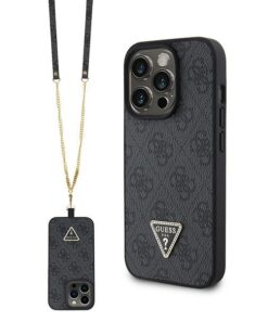 Guess case for iPhone 15 Pro Max 6,7" UHCP15XP4TDSCPK black hardcase Crossbody 4G Metal Logo