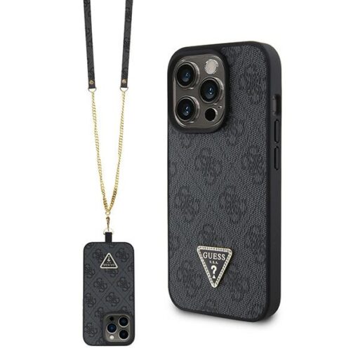 Guess case for iPhone 15 Pro Max 6,7" UHCP15XP4TDSCPK black hardcase Crossbody 4G Metal Logo