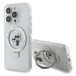 Karl Lagerfeld case for iPhone 14 Pro 6,1" KLHMP14LHMRSKCH white HC Magsafe Ringstand KC