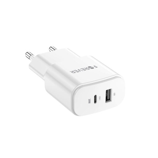 Forever TC-01-20AC PD QC charger 1x USB-C 1x USB 20W white - Image 2