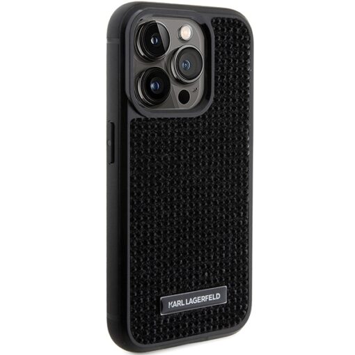 Karl Lagerfeld case for iPhone 15 Pro 6,1" KLHCP15LHDSPLK black hardcase Rhinestone Logo Metal Plate - Image 4