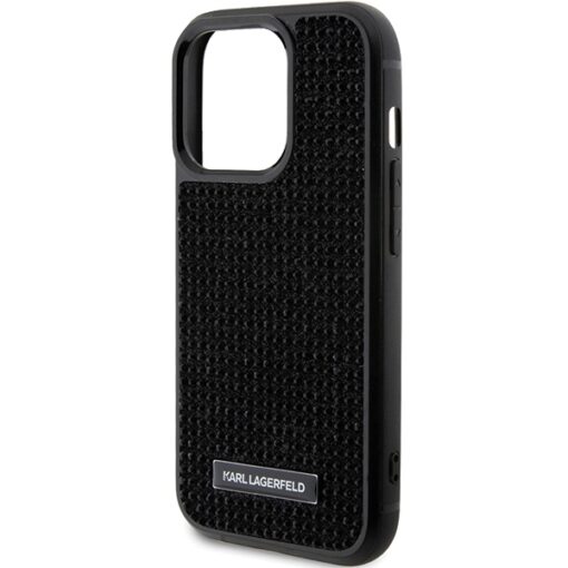 Karl Lagerfeld case for iPhone 15 Pro 6,1" KLHCP15LHDSPLK black hardcase Rhinestone Logo Metal Plate - Image 6