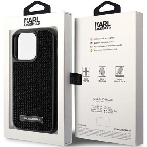 Karl Lagerfeld case for iPhone 15 Pro 6,1" KLHCP15LHDSPLK black hardcase Rhinestone Logo Metal Plate - Image 8